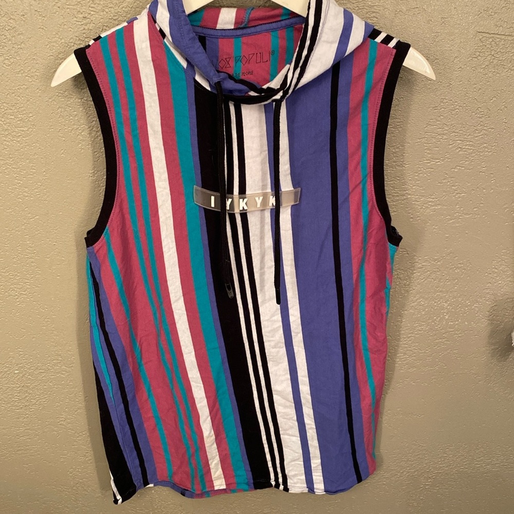 For the People sleeveless striped hoodie